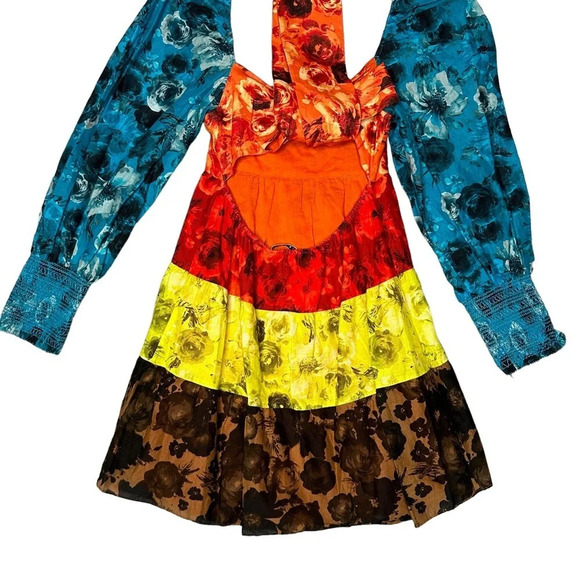 ALICE & OLIVIA ROWAN TIERED MULTI COLOR BABY-DOLL DRESS. SZ: XS - Picture 7 of 12